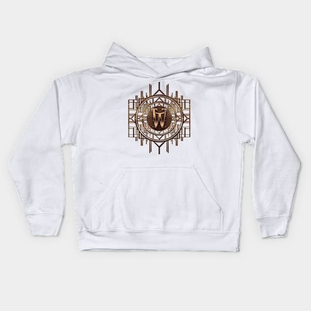 w letter art nouveau style in golden art deco pattern glamour alphabet monograms Kids Hoodie by designsbyxarah